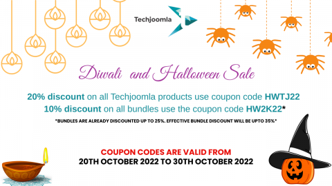 Celebrate Diwali and Halloween with flat 20% off on all Techjoomla Products and flat 10% off on Bundles