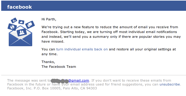 facebook email