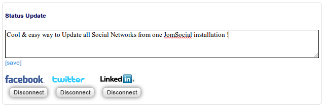 Update Facebook, Twitter & linked in from JomSocial !