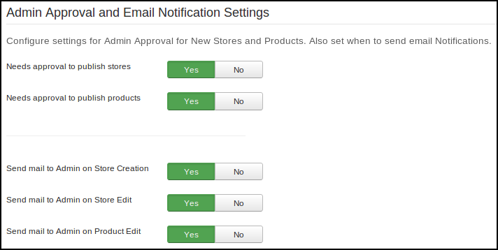 Admin approval and email notification settings