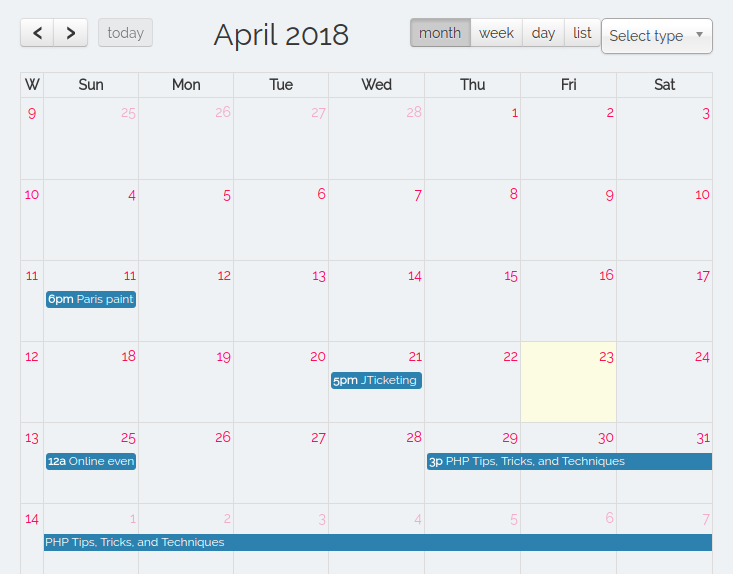 Blended My Calendar view for users based on jLike