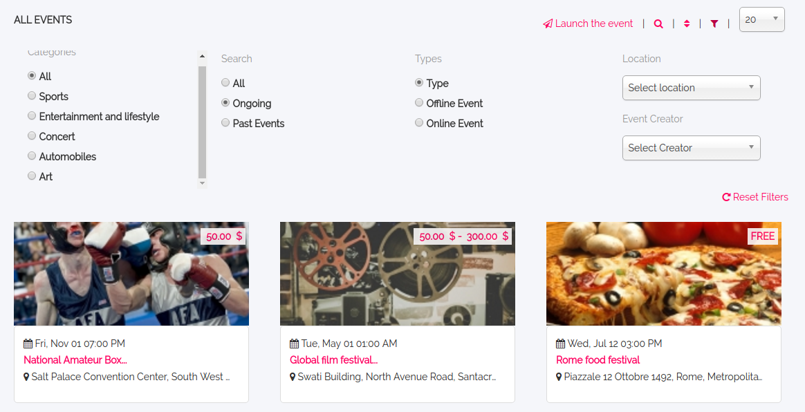 Improved UX for Event Filters